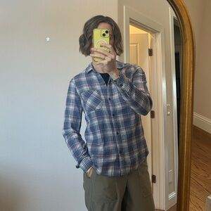 Current/Elliott Slim Boy Shirt Paradise Plaid Button-Down Snug Medium Size